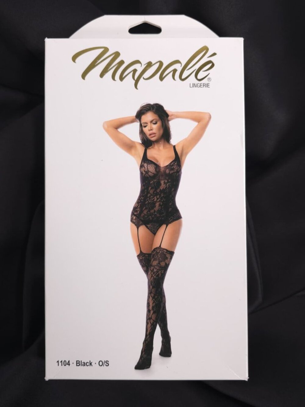 Mapalé Black Lace Garter Teddy Bodysuit Thigh High Stockings Lingerie O/S 1104